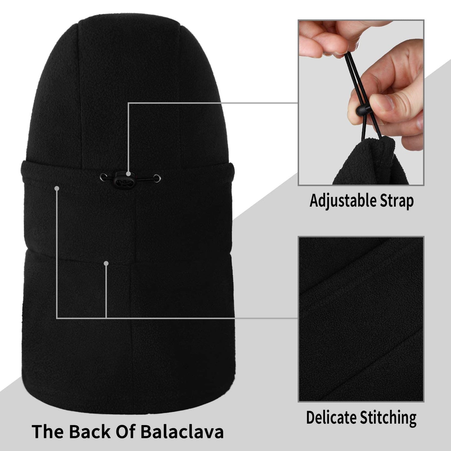 Achiou Ski Mask for Women Men, Sherpa Hood Ski Mask, Winter Balaclava Windproof Hooded Scarf Cold Weather Hat Neck Warmer Black