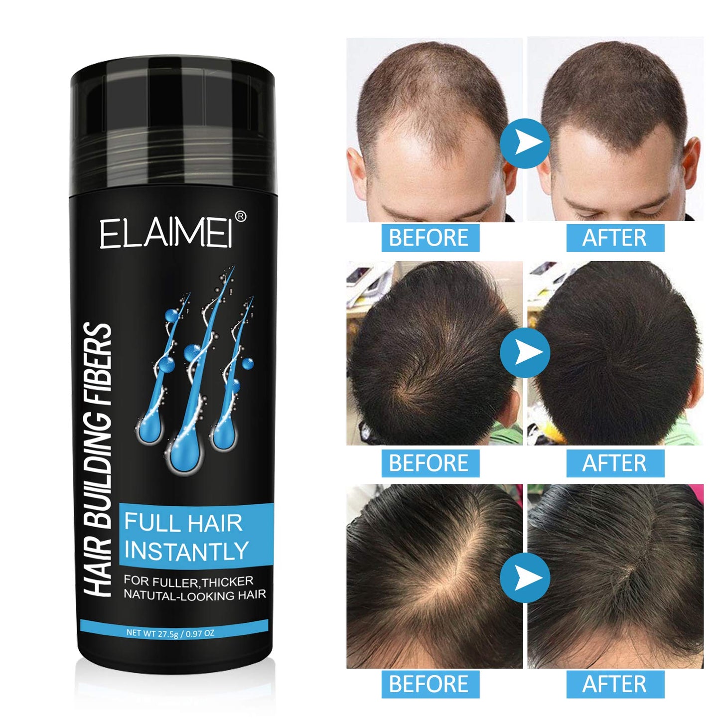 Hairline powder Hair fiber natural hair fiber Apply to men women Get thick hair Conceals Hair Loss (Dark Brown)