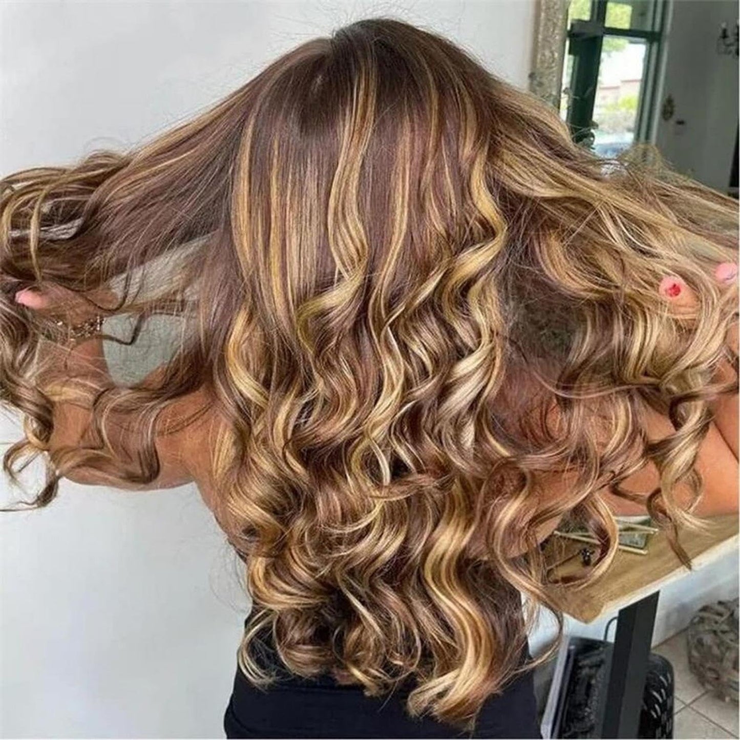 SPOU 13x6 Highlight Ombre Lace Frontal Wigs Human Hair 4/27 Honey Blonde 180% Density Body Wave Wig for Women HD Transparent Lace Front Wig with Highlights Colored Glueless Wigs Human Hair 24 Inch
