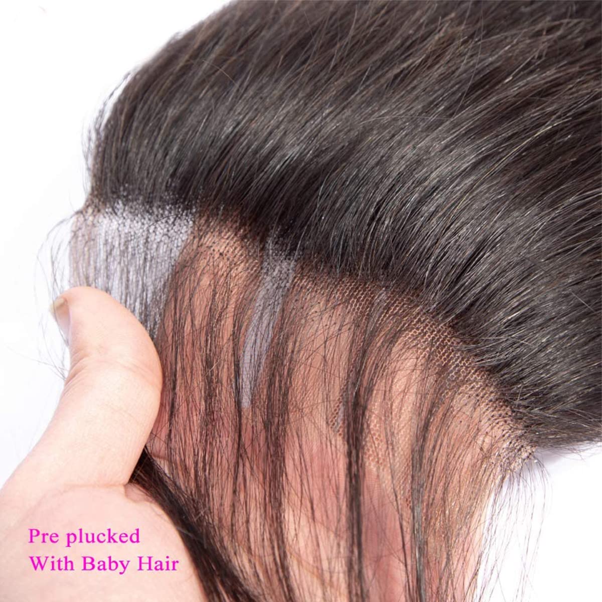 5x5 Lace Closure Straight Closure Human Hair 5x5 Closure Straight Natural Hairline Free Part Pre Plucked Closure with Baby Hair(14inch)