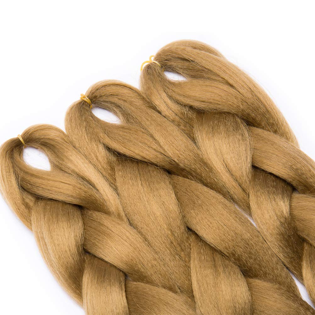 24 Inch Jumbo Braids Hair Extensions High Temperature Synthetic Hair African Rainbow Box Braiding Hair for Senegal Twist 100g/pack Dark Blonde