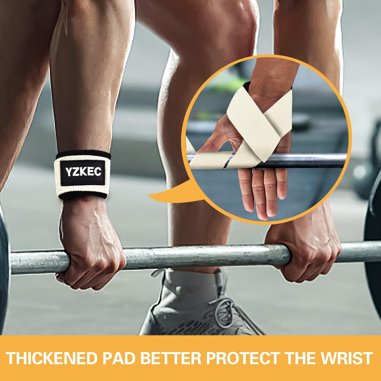 YZKEC 24" Cotton Weight Lifting Wrist Straps with Neoprene Cushioned Padded for Wrist Support and Protection,Weightlifting,Strength Training,Bodybuilding,Powerlifting,Dumbbell Workout,Men and Women