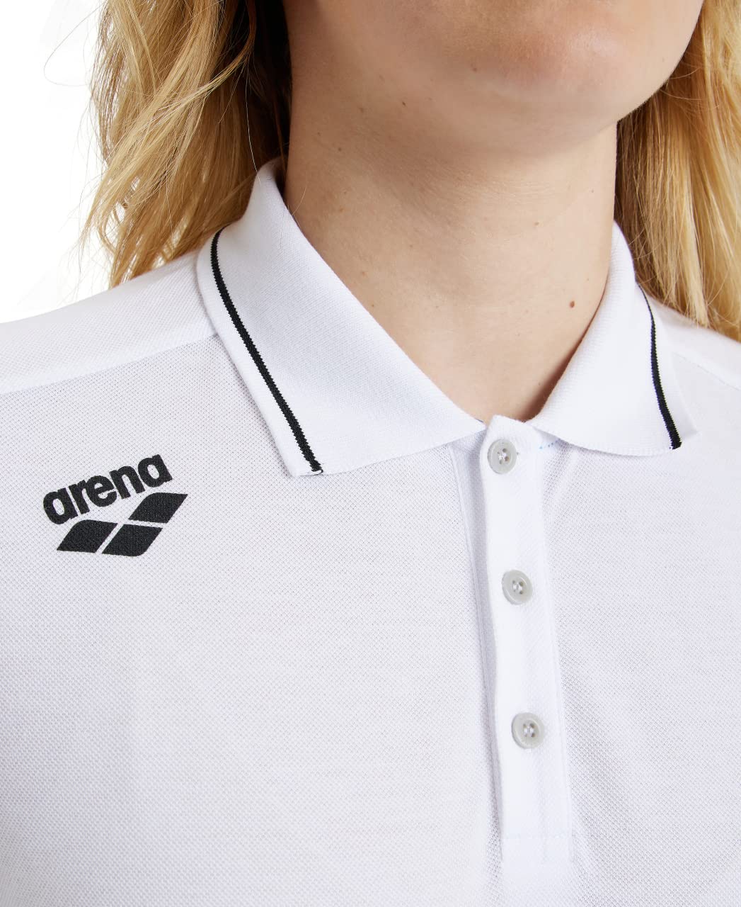 ARENA Unisex Team Solid Polo T-Shirt Short Sleeve Cotton Active Tee Regular Fit Athletic Top Gym Exercise Swimmers Training, White, Small