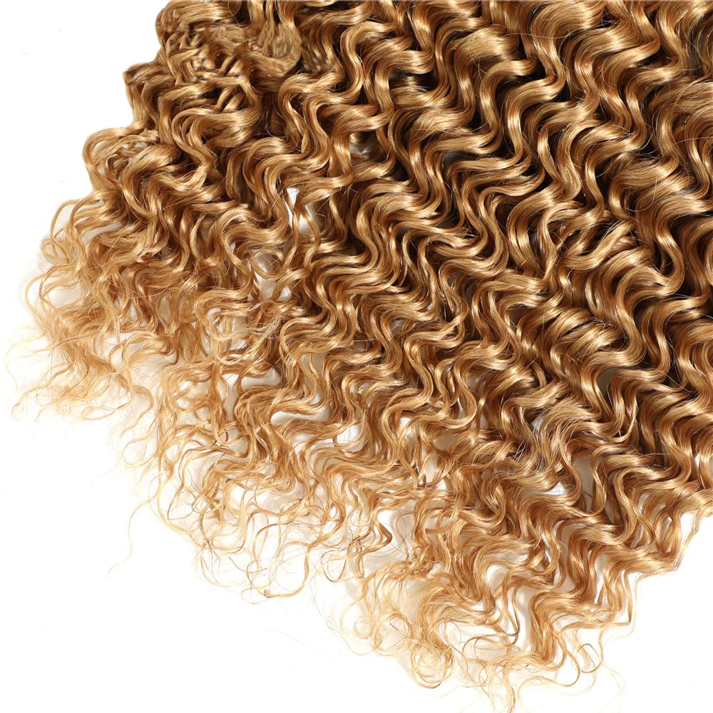 Ombre Human Hair Bundles T4/27 Blonde Deep Wave Bundles Human Hair 8 10 12 Inch Two Tone Brown And Blonde Bundles 8A Grade Honey Blonde Deep Wave Bundles Human Hair For Women