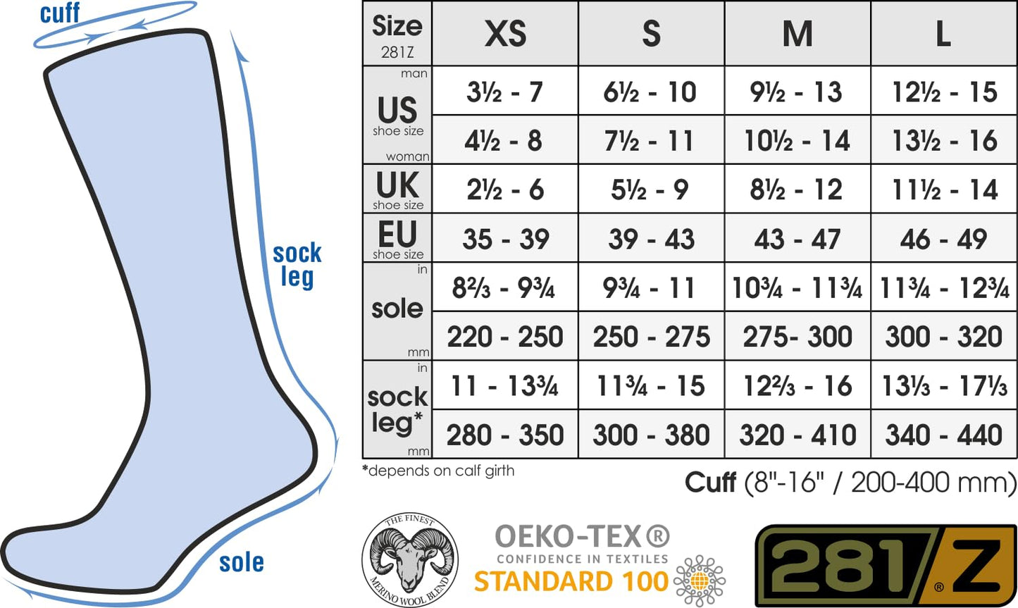 281Z Military Winter Cushioned Mid-Calf Wool Boot Socks - Tactical Trekking Hiking Outdoor Hunting (Olive Drab, Large 4 Pairs Pack)