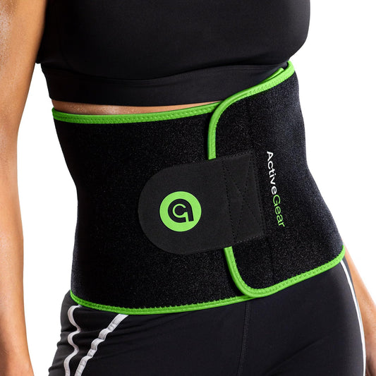 ActiveGear Waist Trainer for Women & Men - Sweat Band Waist Trimmer Belt for a Toned Look - Reinforced Trim and Double Hook & Loop Fasteners (Mint Hem, Medium: 8” x 42”)