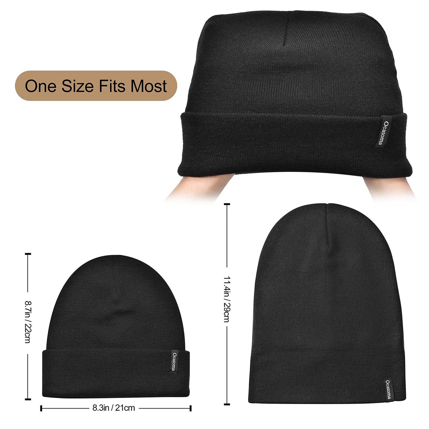 Ocatoma Beanie for Men Women Acrylic Knit Cuffed Slouchy Men's Daily Warm Hat Unisex Gifts for Men Women Boyfriend Him Her Green