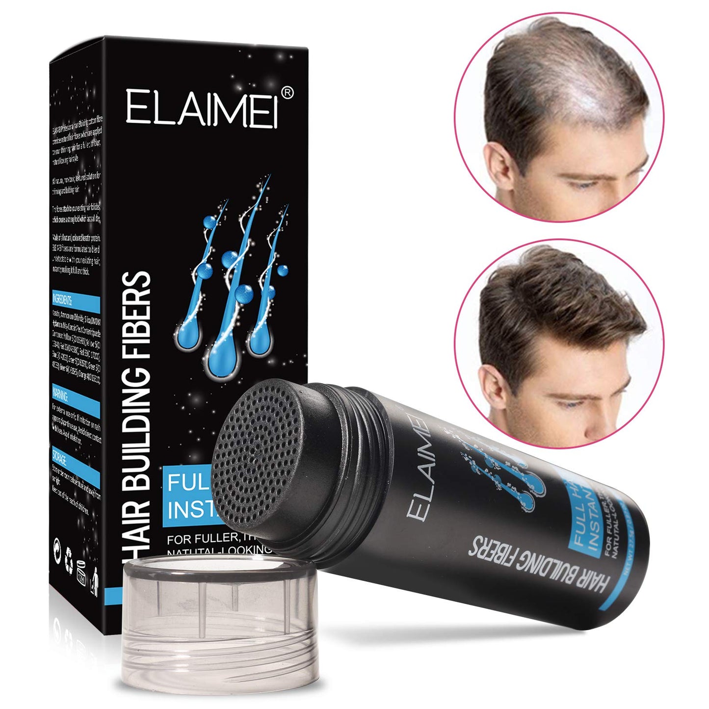 Hairline powder Hair fiber natural hair fiber Apply to men women Get thick hair Conceals Hair Loss (Dark Brown)