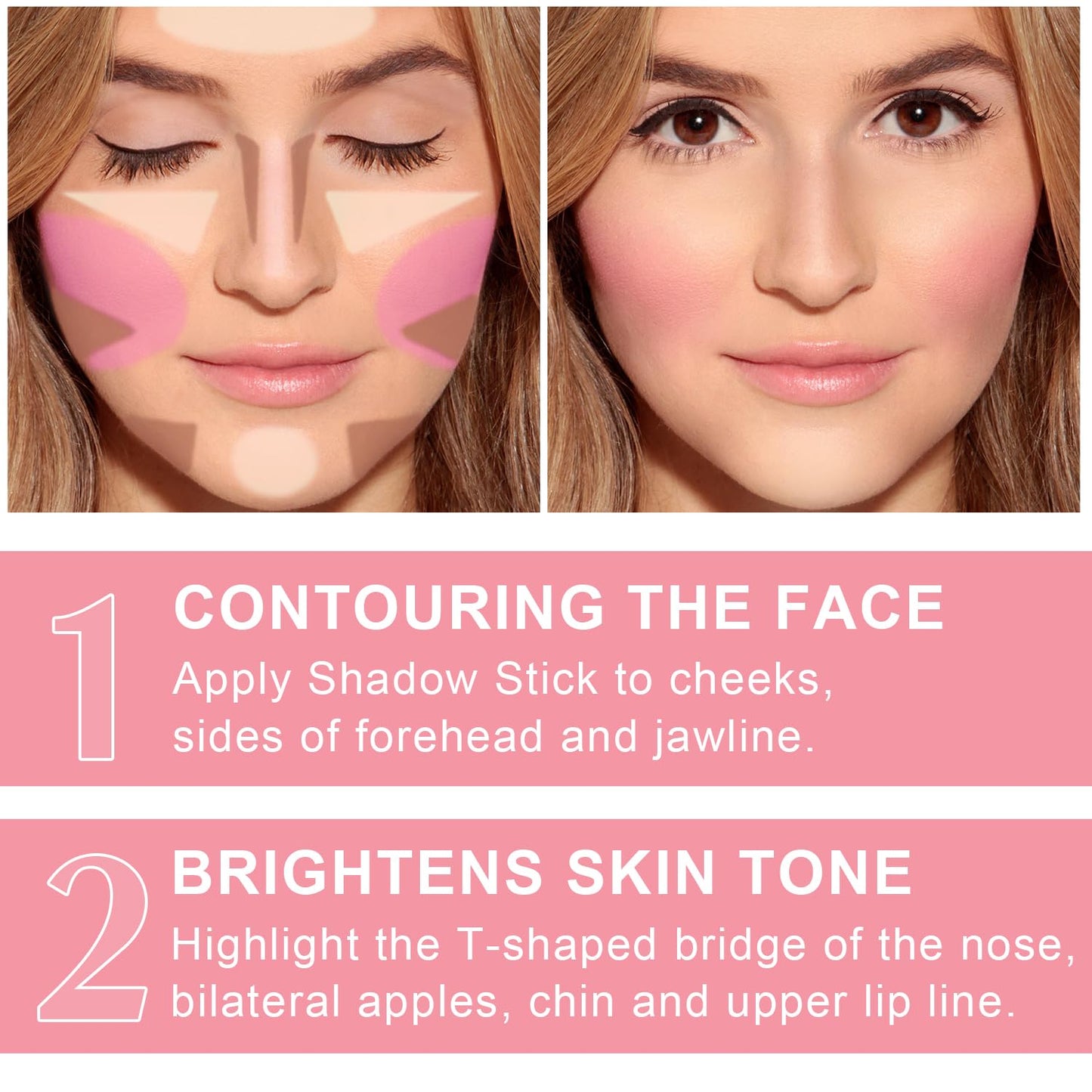6 Colors Cream Contour Stick Makeup Kit, Shades with Highlighter, Blush and Bronzer Contour Stick for Sculpt the Cheeks, Long Lasting, Waterproof, Matte & Dewy Finish (SET A)