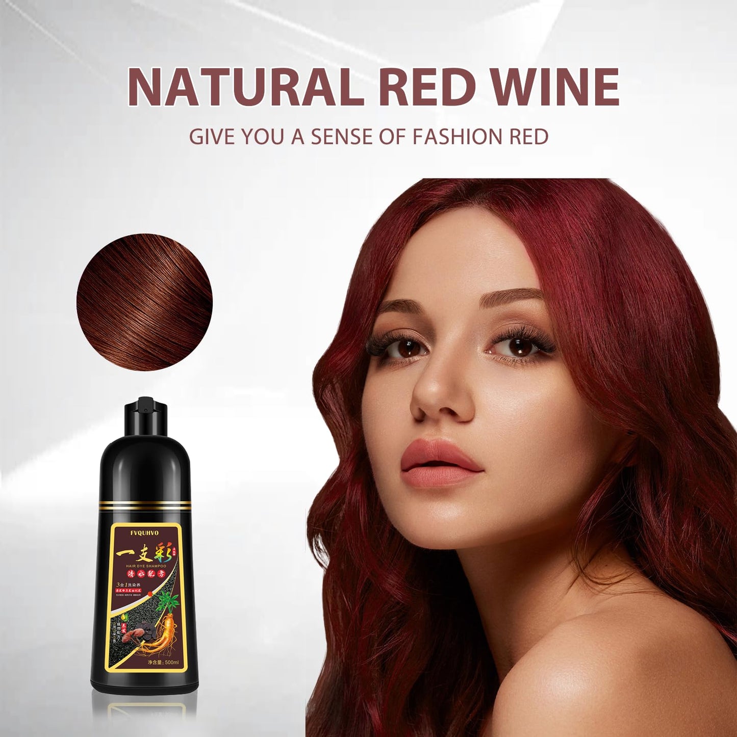 Onilyua Natural Wine Red Herbal Hair Dye Shampoo, 3 in 1 Burgundy for Gray Hair, 16.9 Fl Oz (Men & Women)