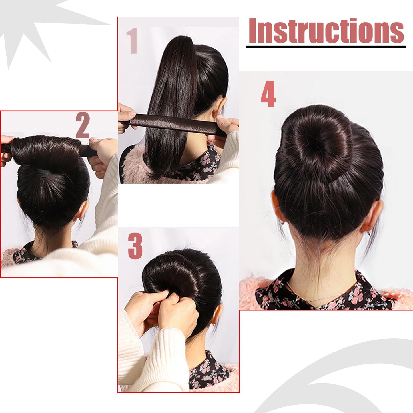 4 Pcs Magic Donut Bun Makers for Ballet Hairstyles - Light Brown (Women and Kids)