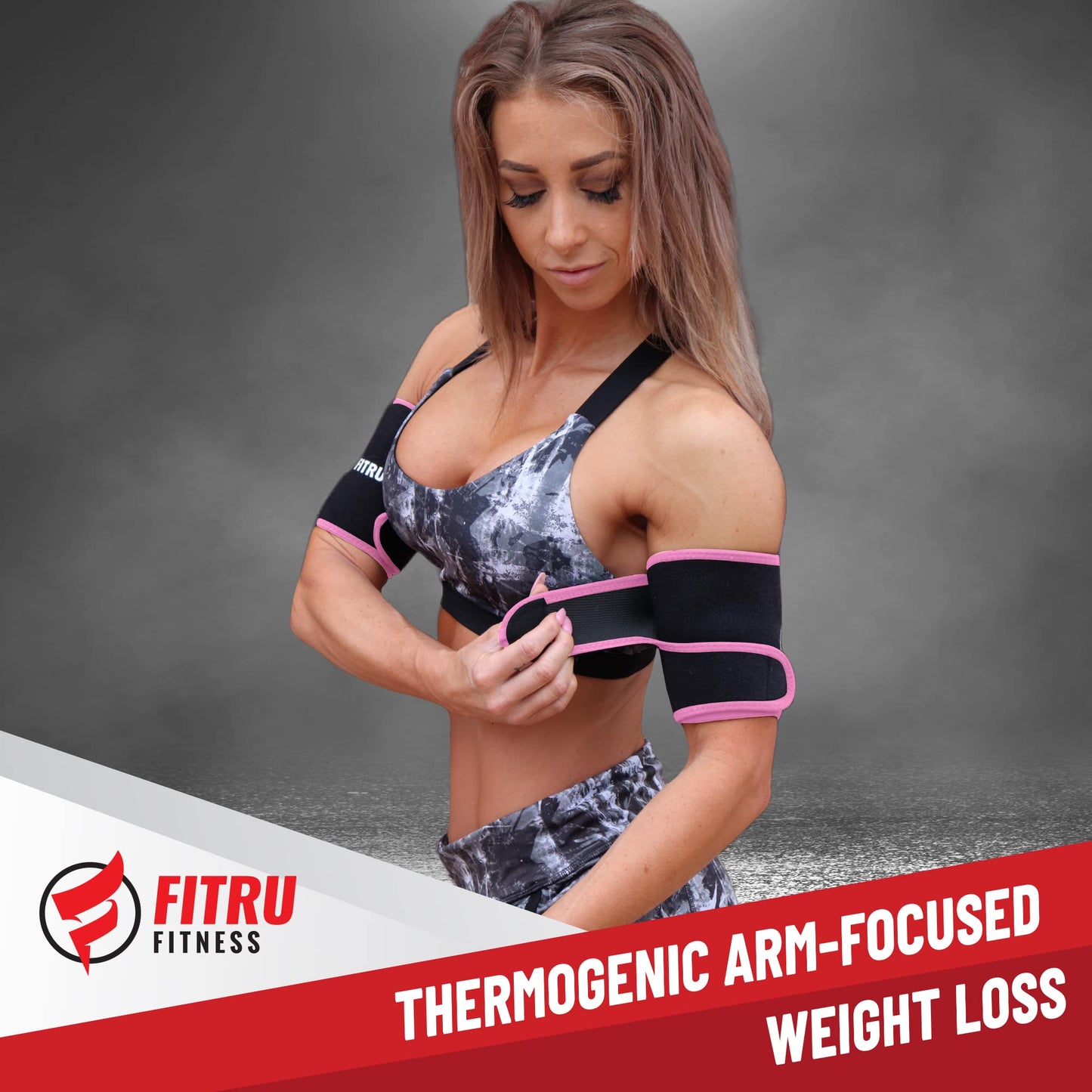 Fitru Premium Arm Trimmers for Men & Women | Sauna Arm Wraps for Flabby Arms Increasing Heat & Sweat During Exercise Pink
