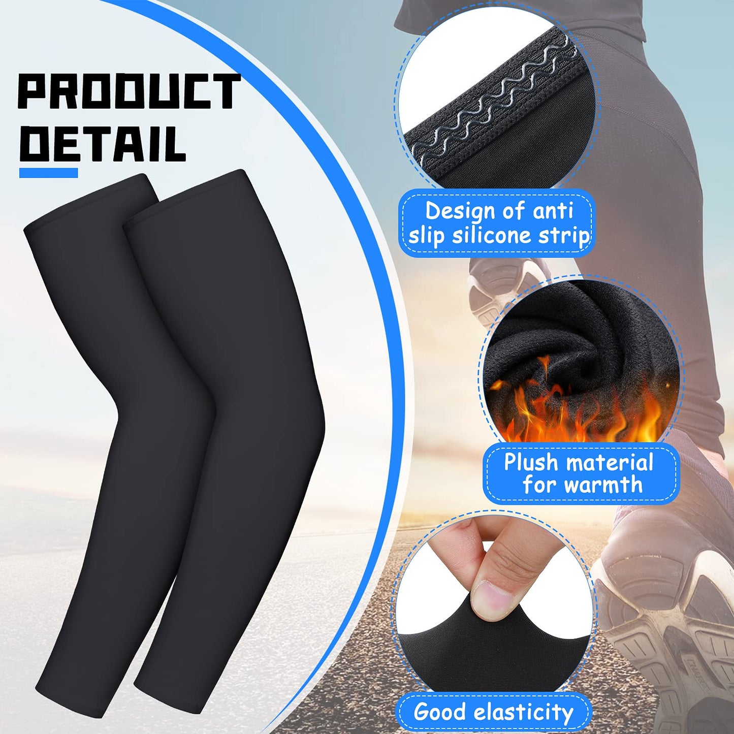 4 Pieces Thermal Arm Warmer Compression Arm Sleeve for Men Women Outdoor Winter Activities Cycling Basketball Running (Black, Small)