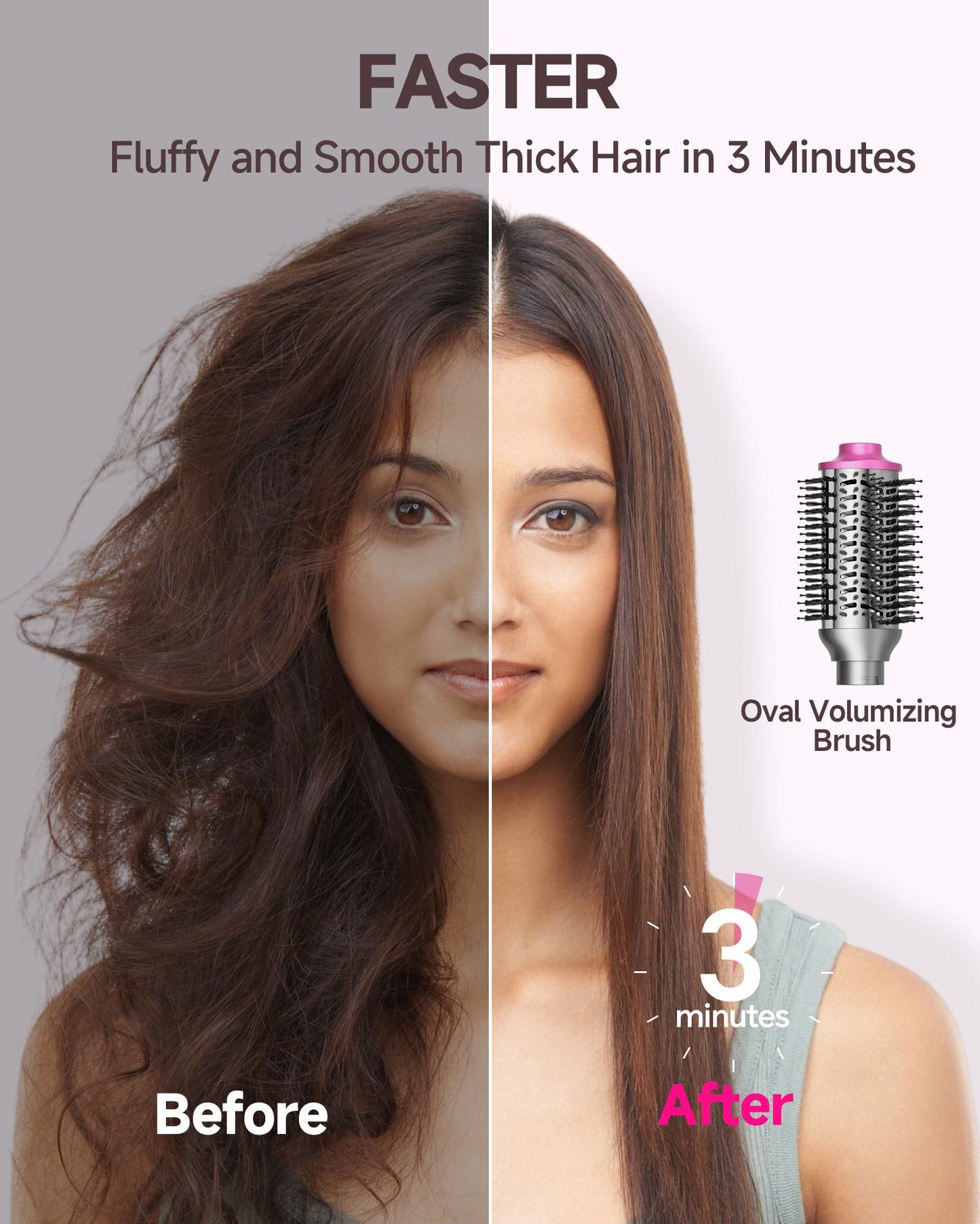 5 in 1 Hair Dryer Brush WindBlow Magic Styler, 110,000 RPM High-Speed Turbo Blow Dryer Brush, Professional 500 Million Negative Ionic Hair Dryer, Fast Drying for Curling Volumizing Air Styling