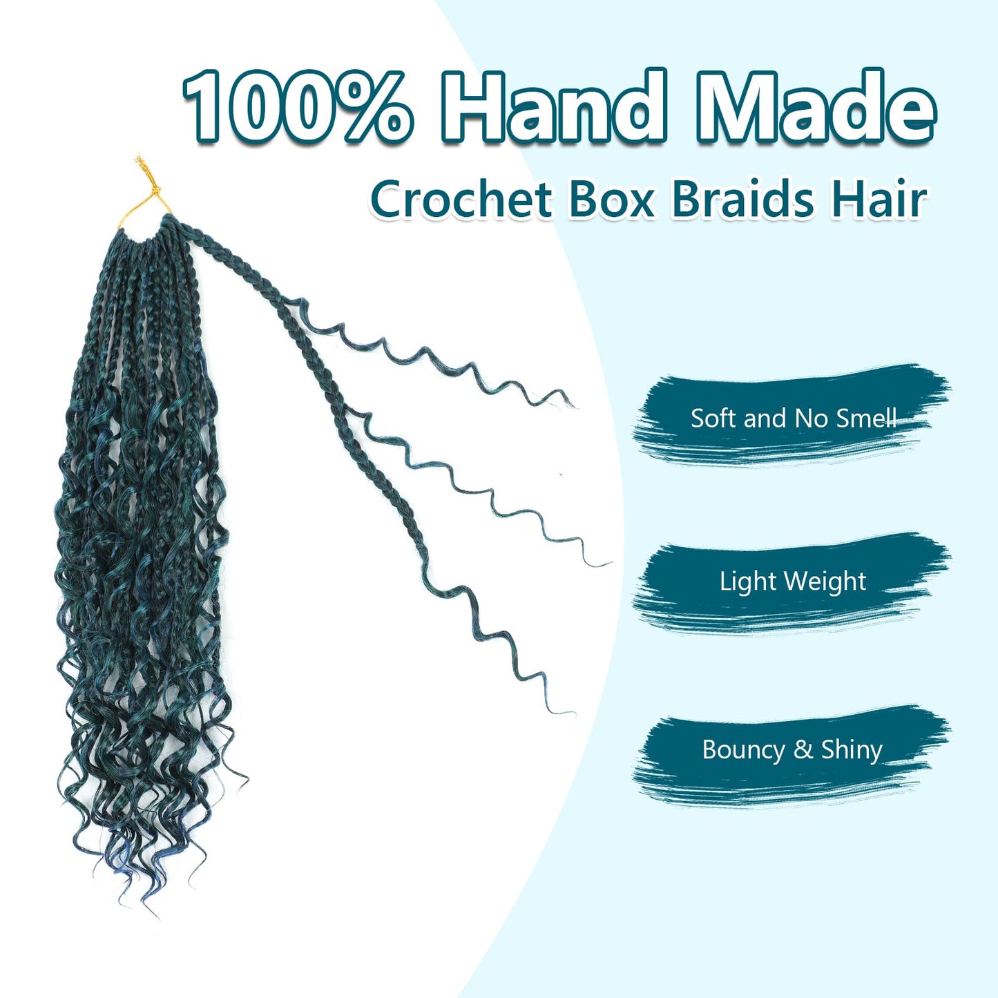 8 Packs Crochet Box Braids- 18 Inch Goddess Box Braids Crochet Hair Bohomian Crochet Braids Hair Synthetic Braiding Hair Extensions Crochet Hair for Black Women (18(8Packs), 1B/Blue/Green)