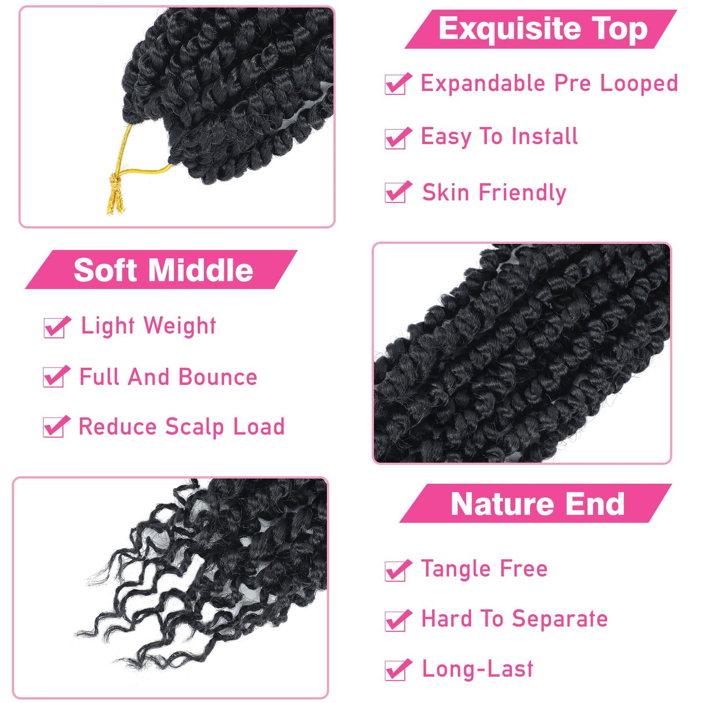 9 Packs Passion Twist Crochet Hair 8 Inch Pre Looped Crochet Passion Twist Hair Bohemian Short Passion Twist Crochet Braids Hair for Women Girls and Kids (8Inch,2#)