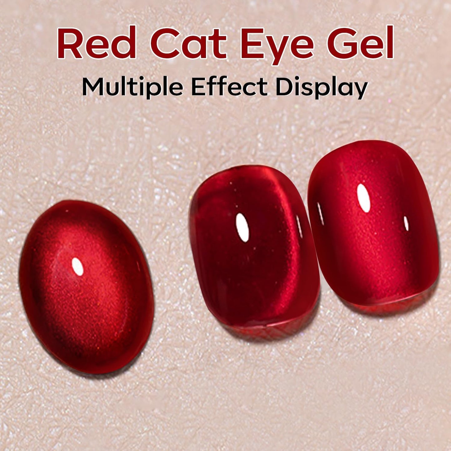 modelones Cat Eye Gel Nail Polish,15 ML Glitter Red Nail Polish 9D Magnetic Burgundy Red Sparkle Bloody Glass Polish Reflective Translucent UV Ge Art DIY Salon Mother's Day Gift for Girl Women