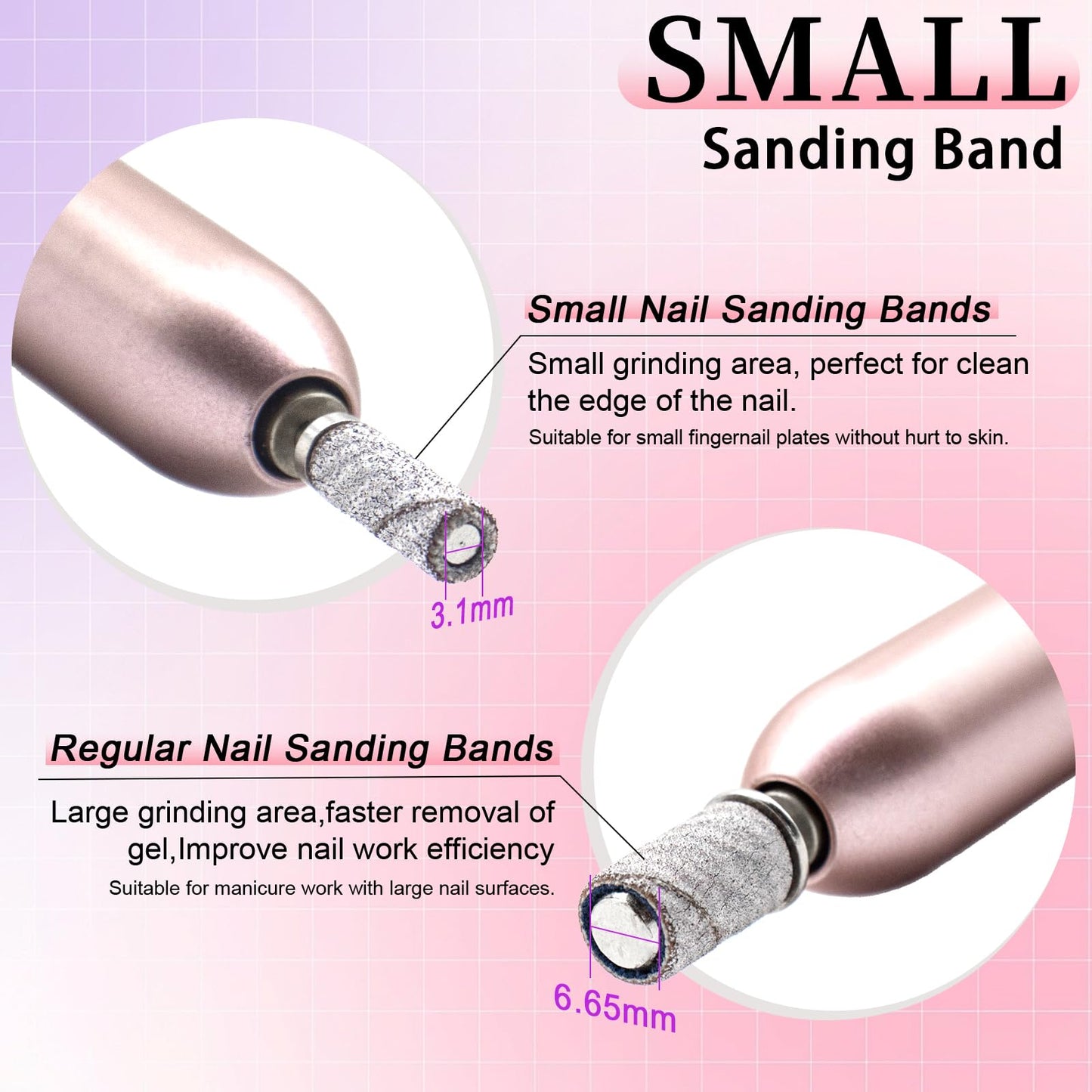 180 Grit Mini Sanding Bands for Nail, 100 Pcs Small Sanding Bands for Nail with 2 Pcs Mandrel Bits, 3.1 MM Nail Sanding Bands for Acrylic Nails Gel Removing Shaping, Manicures and Pedicure