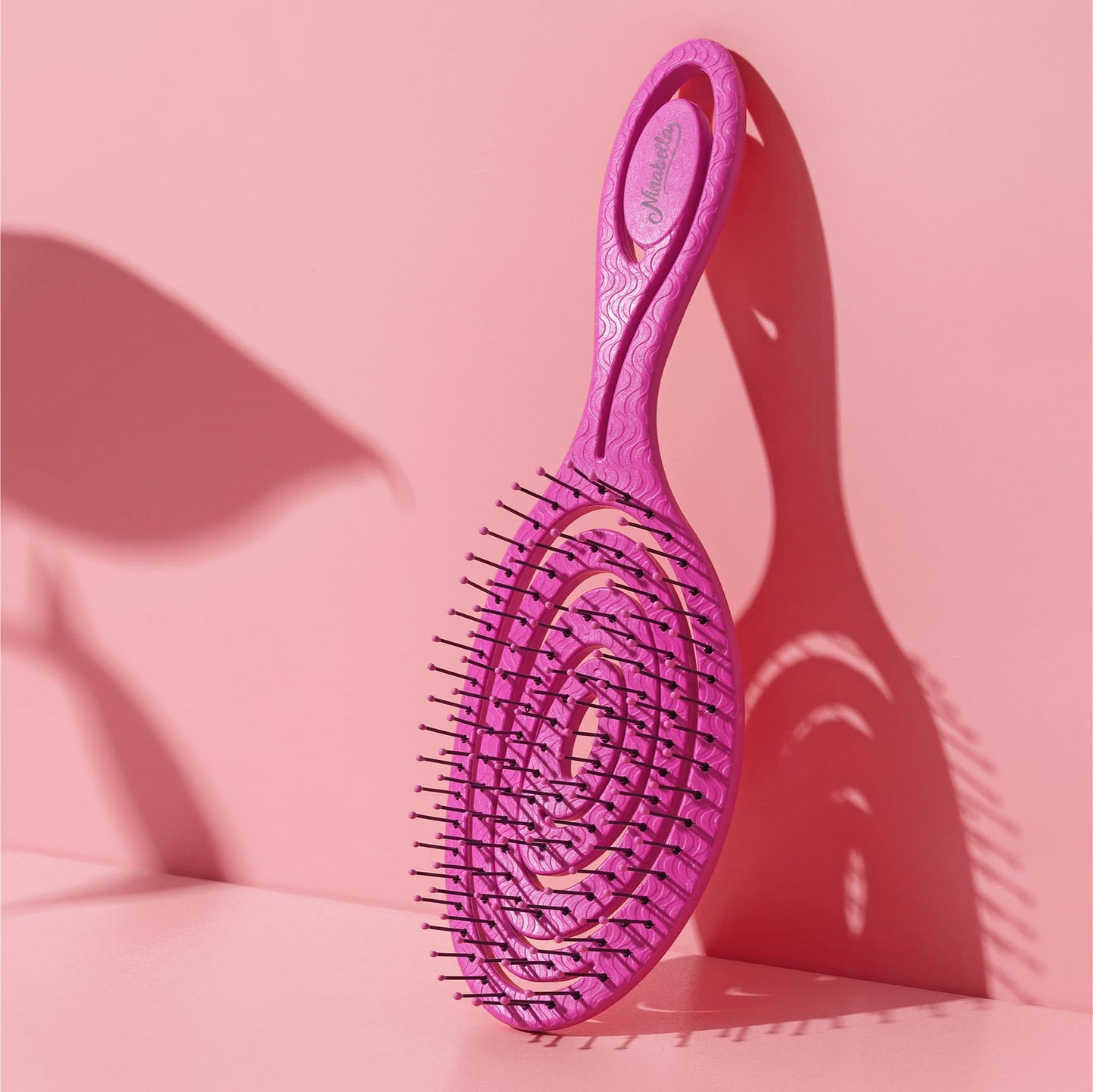 Ninabella Detangling Hair Brush for Women & Men - Does not Pull - Straightening Brushes for Straight, Curly & Wet Hair - Unique Spiral Hairbrush - Pink