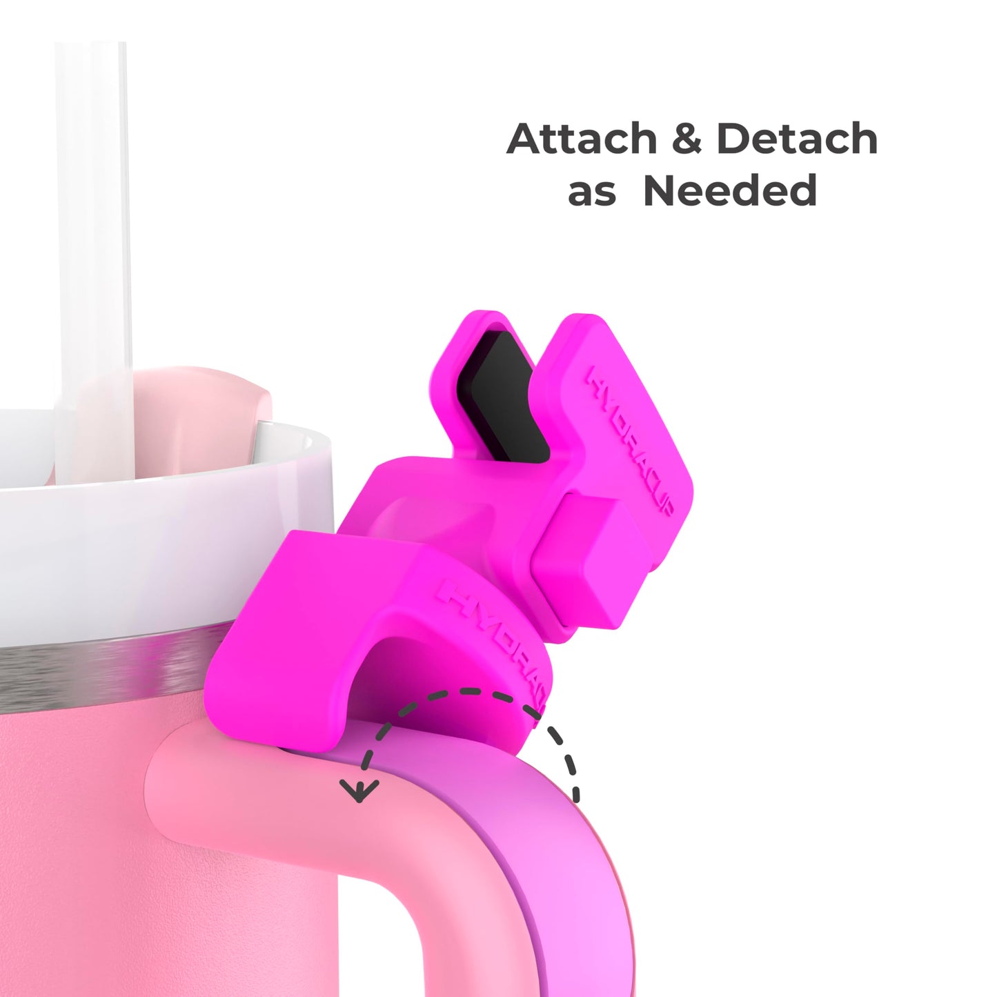 HydraClip Phone Attachment - Watch, Carry, Record, & Stay Organized, Use as Phone Stand or Tripod, Hands Free Detachable, Stanley Cup Accessories, Spring Loaded Secure Grip (Neon Pink)