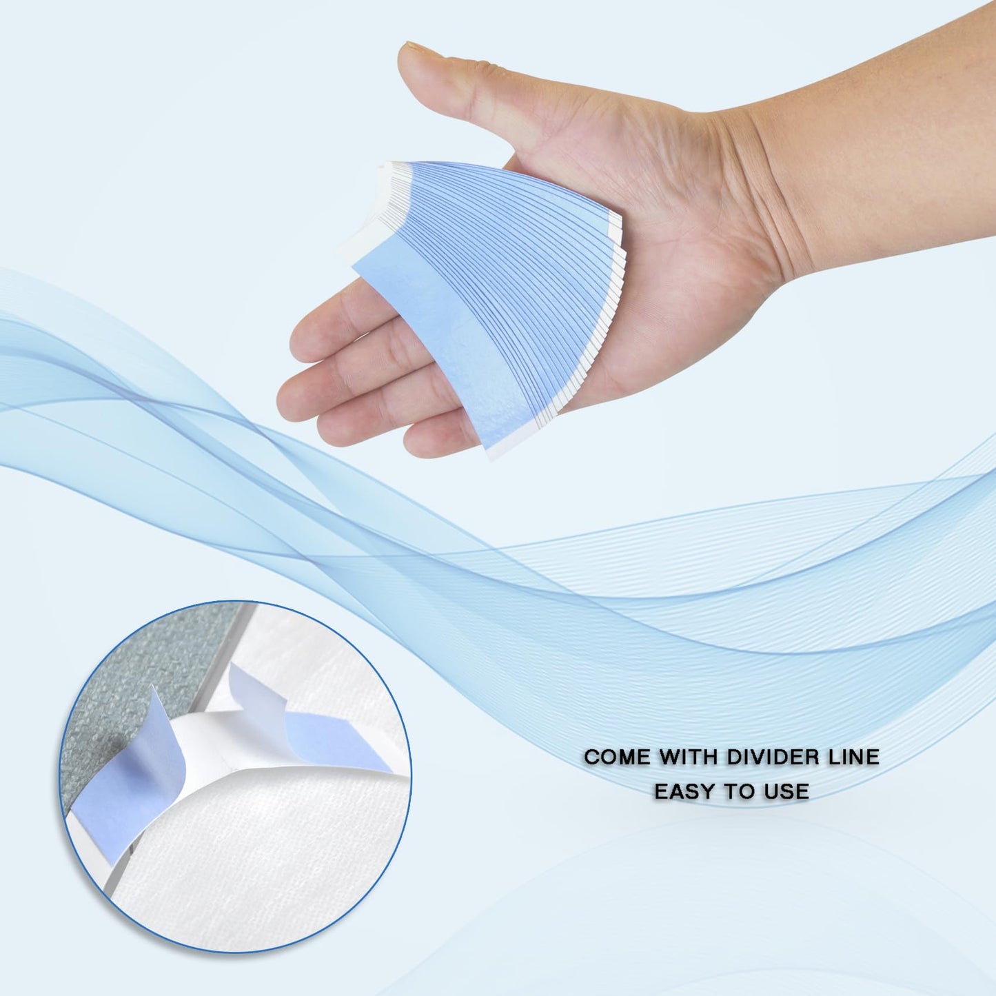 36pcs Blue Double Sided Waterproof Lace Wigs Adhesive Tape Strips for Lace Front Wig Toupee