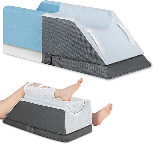 Adjustable Leg Elevation Pillow with Memory Foam, 3-Height Adjustable Leg Pillow for After Surgery, Knee, Ankle Injury, Foot Rest, Improve Circulation and Pain Relief, Removable & Washable Cover