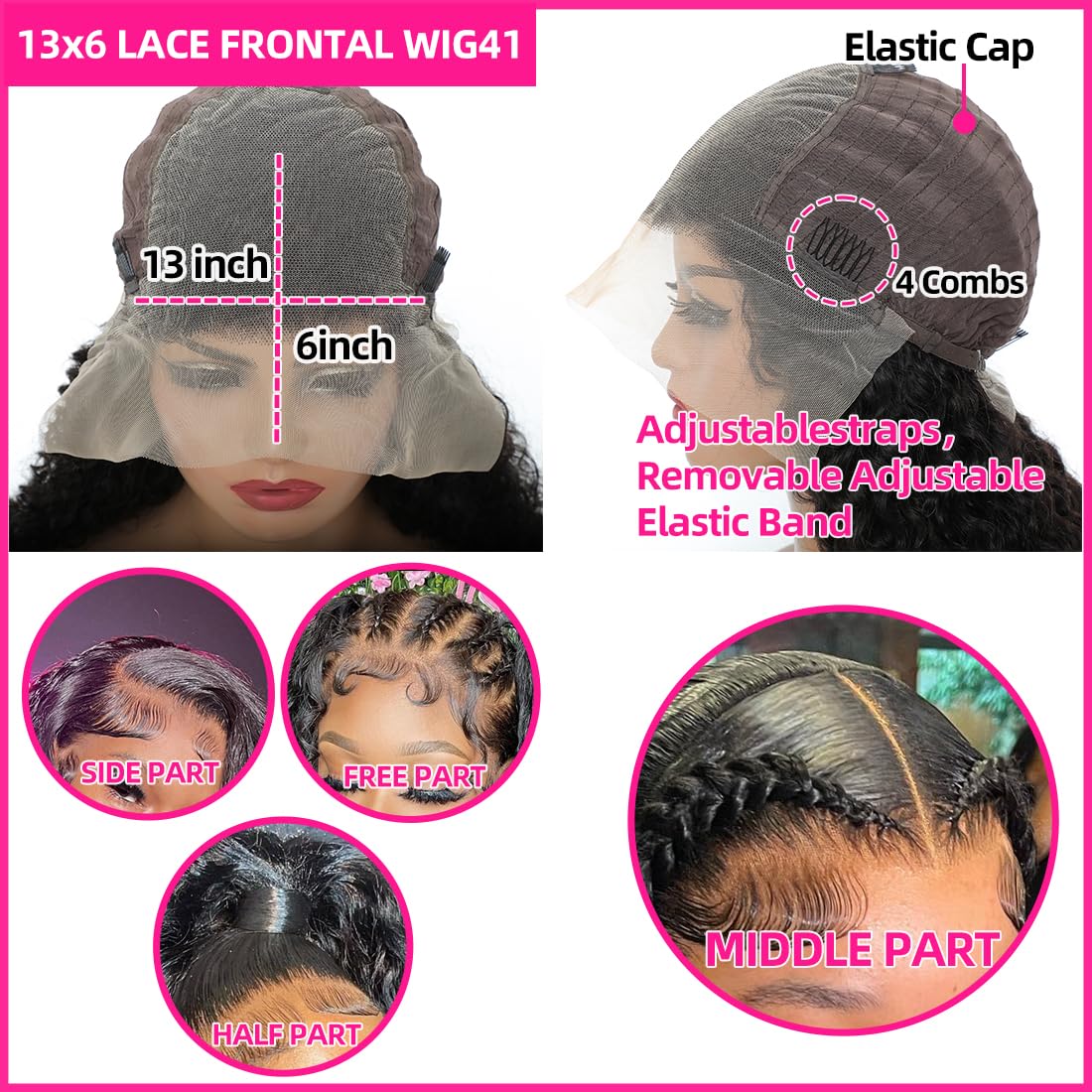 Ablvari 13x6 HD Lace Lace Front Wigs Human Hair 180% Density 13x6 Deep Wave Lace Frontal Wigs Human Hair Glueless Wigs for Black Women Pre Plucked with Baby Hair Natural Color 24 Inch
