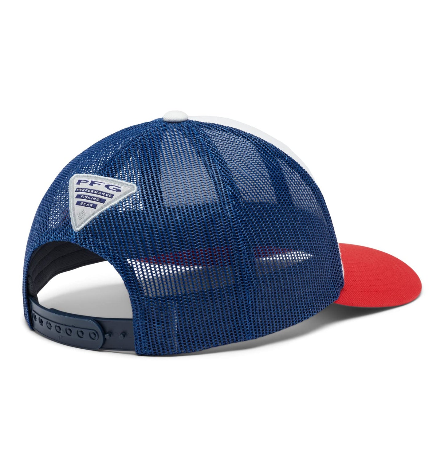 Columbia Unisex PFG Logo Mesh Snap Back - Mid, Red Spark/US Flag, One Size