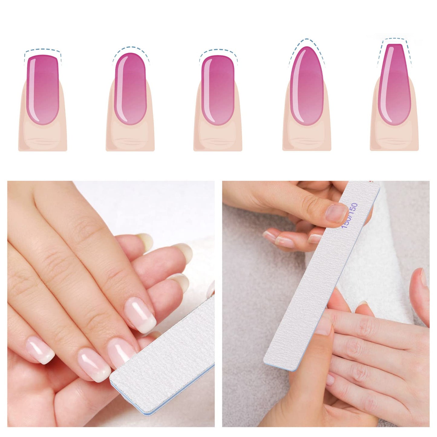 25 Count Nail Files 400/400 Grit, Fine Grit Nail Buffers for Buffing and Smoothing Natural Nails