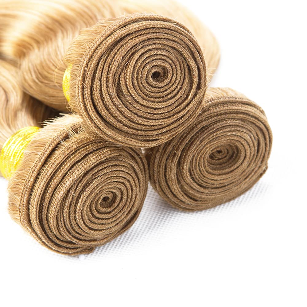 WuvuSnm 613 Deep Wave BUndles Human Hair Blonde Bundles P27/613 Human Hair Bundles 26 inch Single Bundle Honey Blonde Wet and Wavy Bundles for Black Women