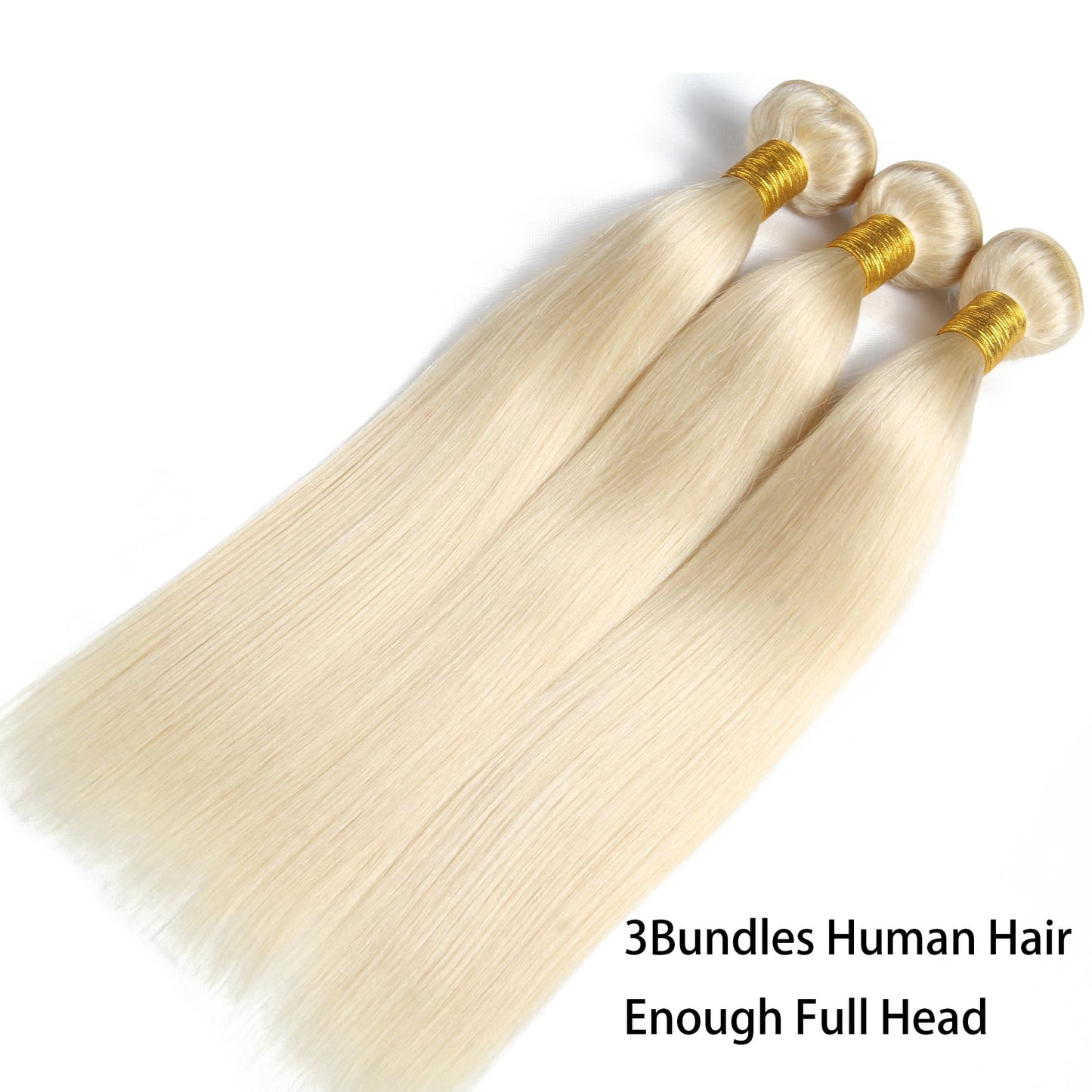 613 Bundles Human Hair 3Bundles/set #613 Light Blonde Color Real Human Hair Bundles Extensions 3Bundles Can Be Full Head Blonde Bundles (14 16 18 Inch)