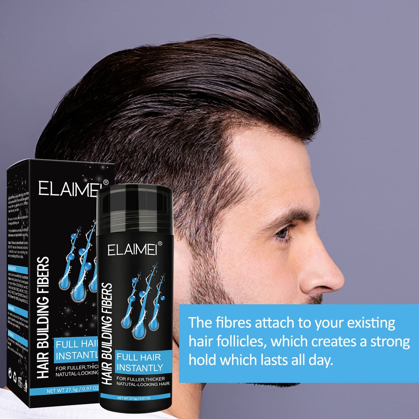 Hairline powder Hair fiber natural hair fiber Apply to men women Get thick hair Conceals Hair Loss (Dark Brown)