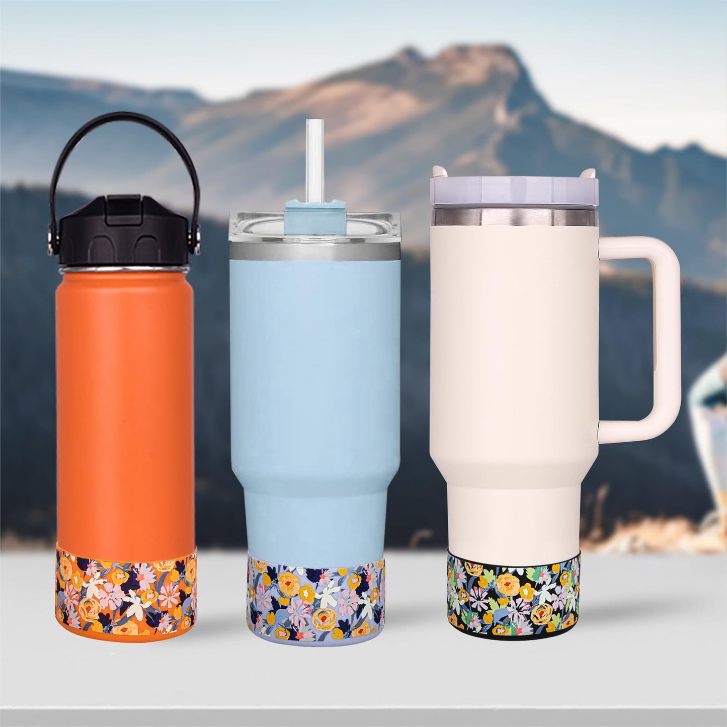 HEYSKAY 2pcs Protective Flask Silicone Boot Base for Stanley Quencher Adventure 40oz & Stanley IceFlow 20oz 30oz Tumbler, and Compatible with 12oz-24oz Hydro Water Bottles, Simple Modern and More