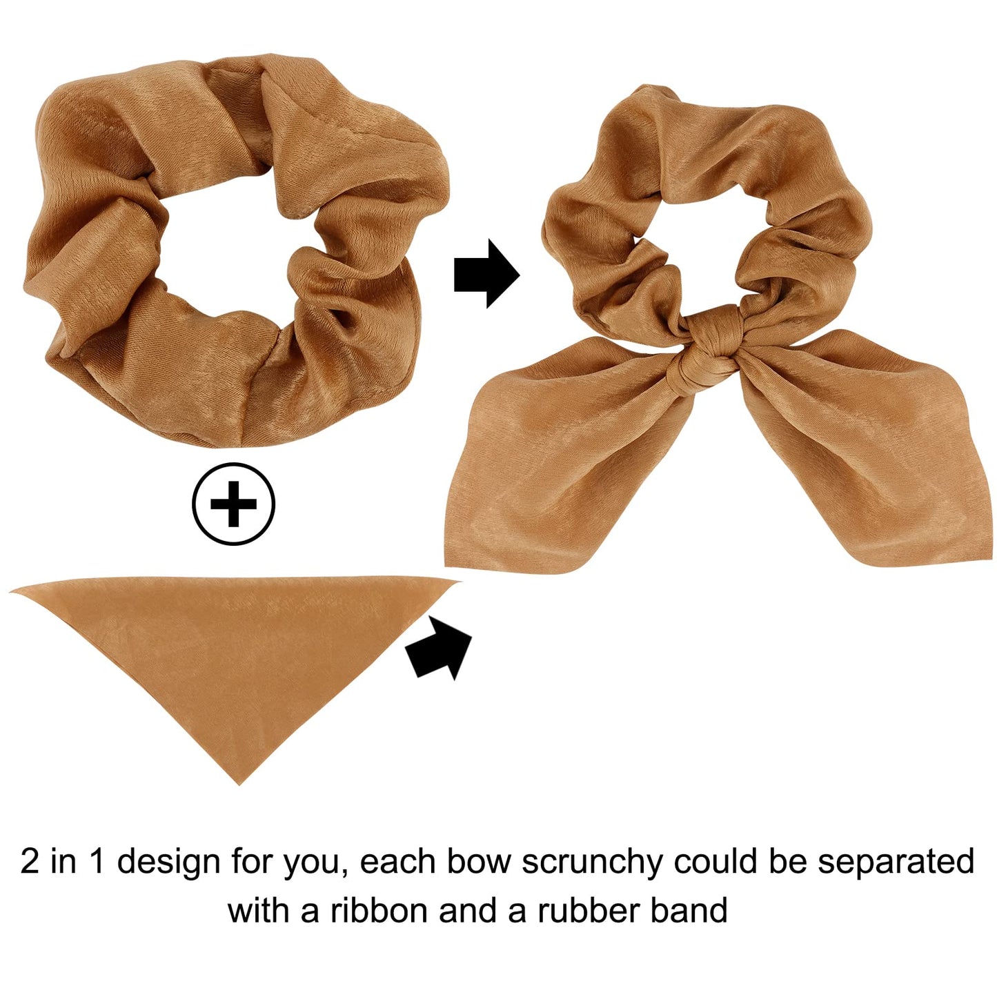 ACO-UINT 20 Pack Satin Scrunchies - Thick Hair Ponytail Holders with Bows for Girls and Women