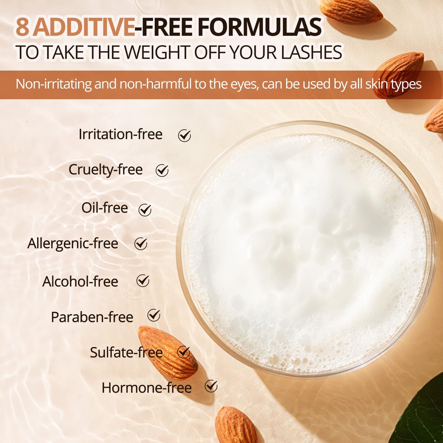 ACTROL Eyelash Shampoo Concentrate 100ml Lash Cleanser Concentrate Lash Wash Concentrate Upgrade Shampoo for Lashes DIY Eyelash Extensions Shampoo Almond