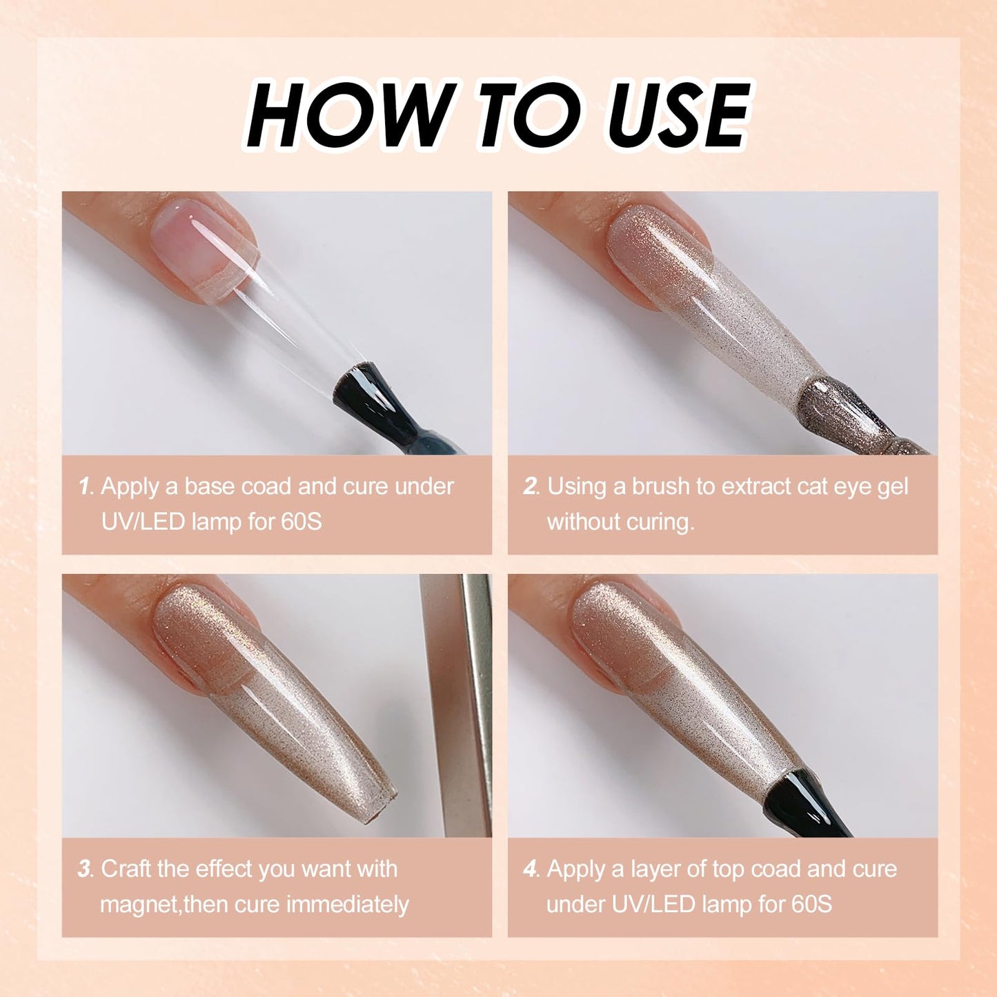 ADHERE Cat Eye Gel Nail Polish Set, Holographic Glitter 7 Colors with Magnet Stick and Brush Gel Polish Soak Off Led Gel Polish Kit Nail Art Gel Manicure Salon DIY Gifts