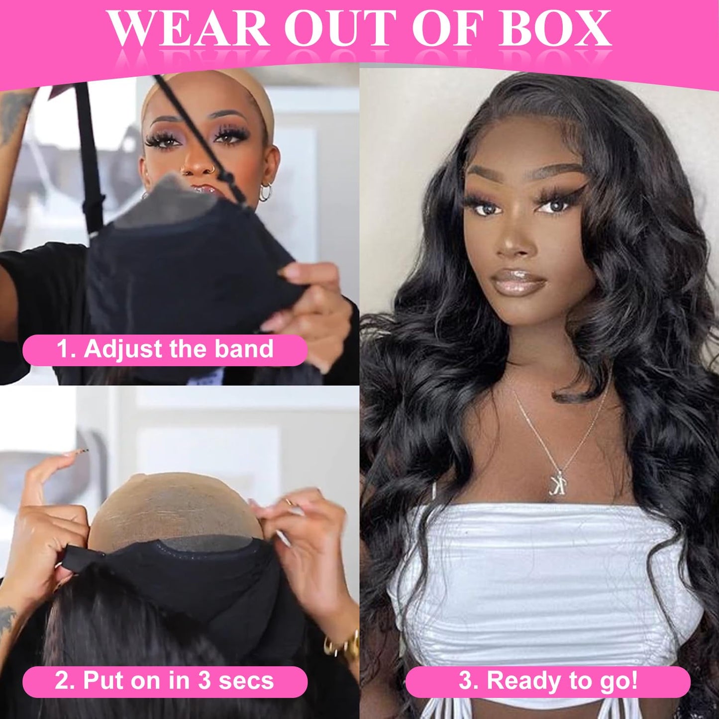 Uveous 5X5 HD Lace Closure Wigs Human Hair Wear and Go Glueless Wigs Human Hair Pre Plucked Pre Cut Lace No Glue Body Wave Lace Front Wigs for Women 22 inch