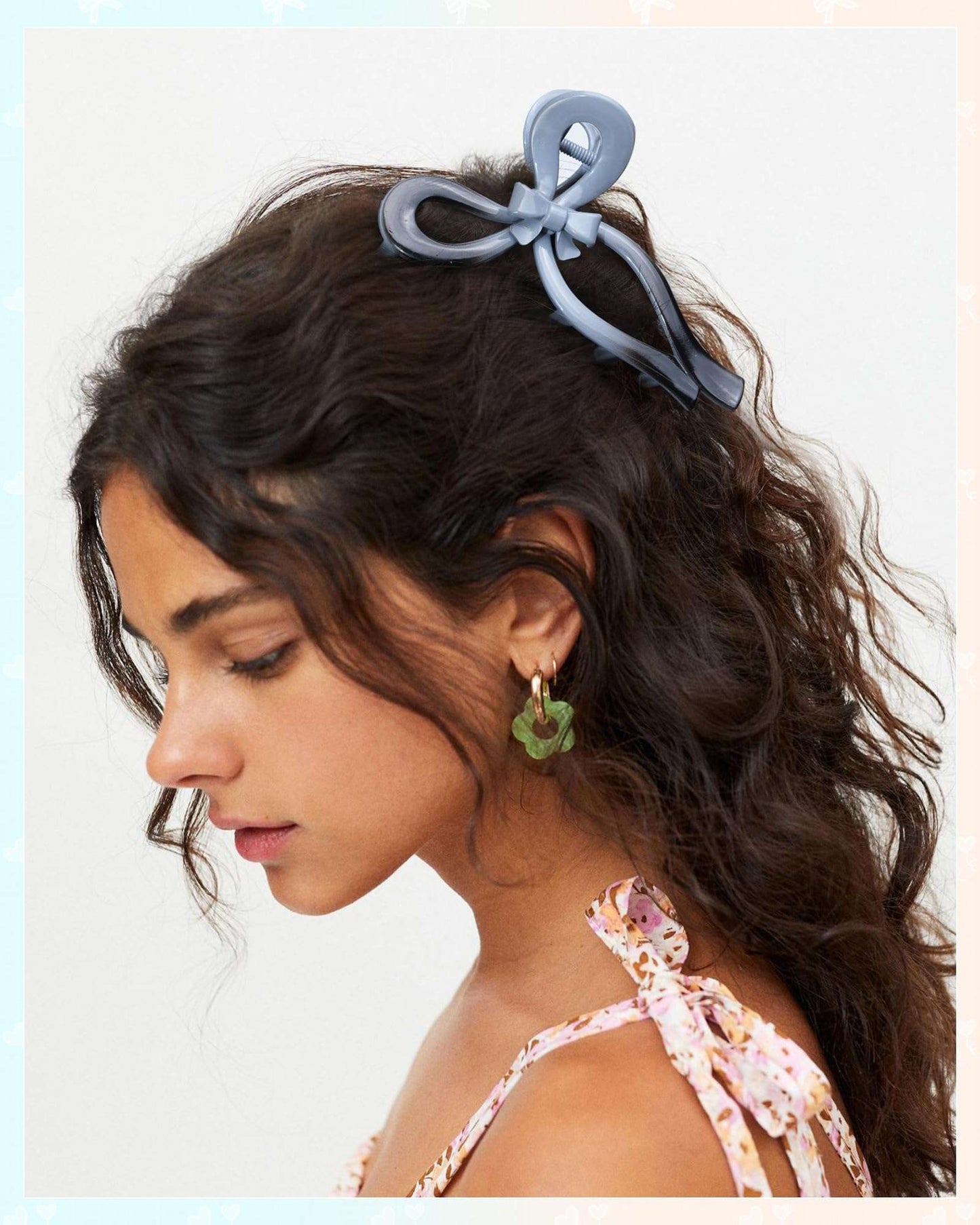 4 PCS Bow Hair Clips for Women Bow Claw Clip 5" Large Hair Claw Clips for Thick and Thin Hair Cute Bows Jaw Clip (Gradient - Khaki + Gray + Pink + Black)