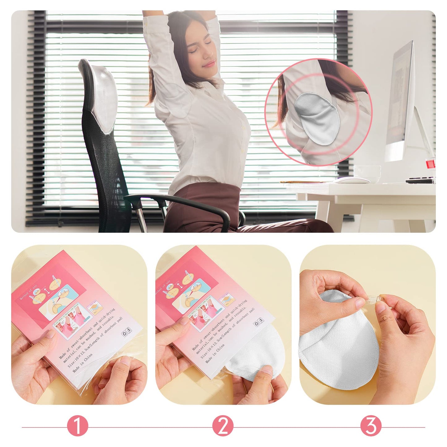 4 Pairs Underarm Sweat Pads Reusable Armpit Absorbing Guards Washable with Shoulder Strap Under Arm Breathable Absorbent Sweat Protectors Pads Guards for Women and Men(White)
