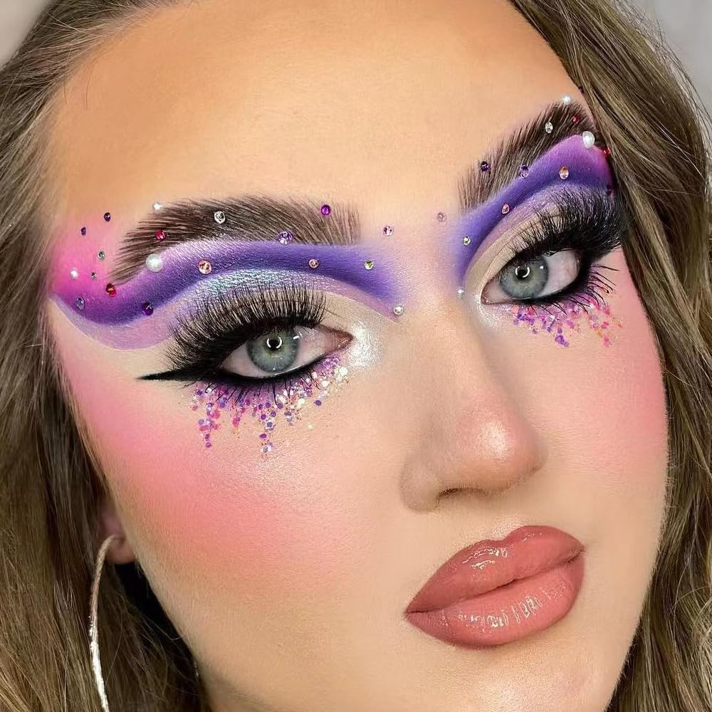 9 Colors Eyeshadow Palette - Purple Eyeshadow Theme, High Pigmented Blendable Matte & Glitter Shimmer Finishes, 24-Hour Long Lasting Eye Makeup for Christmas & Music Festivals(Purple)