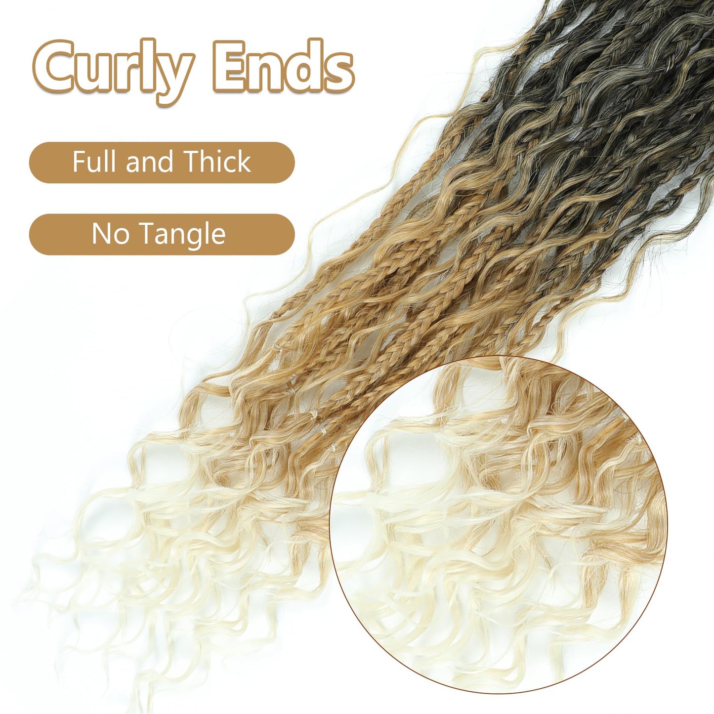 8 Packs Crochet Box Braids- 18 Inch Goddess Box Braids Crochet Hair Bohomian Crochet Braids Hair Synthetic Braiding Hair Extensions Crochet Hair for Black Women (18(8Packs), 1B/27/613)