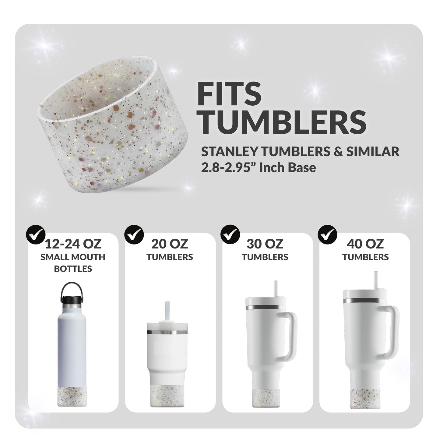 REUZBL Glow up Glitter Bottle Boot Sleeve for Stanley Tumblers 20-40oz, Hydro Flask Tumblers, Simple Modern Tumblers, Iron Flask Tumbler, Similar Tumblers, Tumbler Water Bottle Accessory