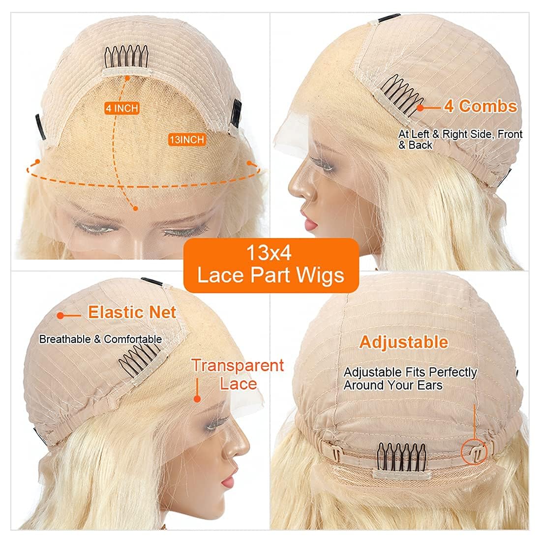 613 Lace Front Wig Human Hair 180 Density 13x4 Body Wave HD Transparent Lace Front Wigs Human Hair Blonde Wig Human Hair Glueless Wigs Human Hair Pre Plucked Pre Cut With Natural Hairline 22 Inch