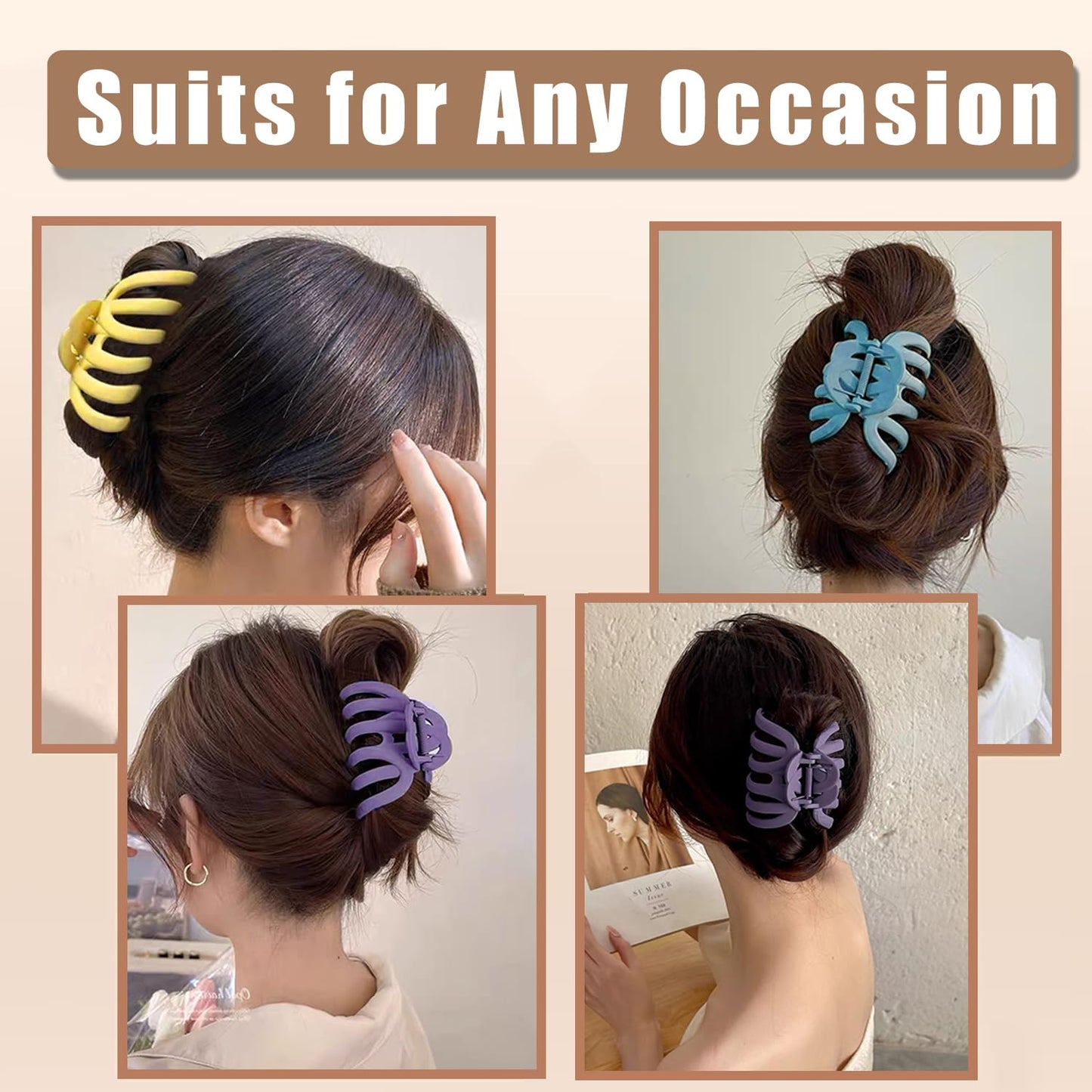 4 Pcs Octopus Claw Clips Matte Hair Clips Octopus Hair Claw Clips for Women 3.8" Large Hair Claw Clip for Women Strong Grip Non-slip Jaw Clip for Thick,Multiple Colors