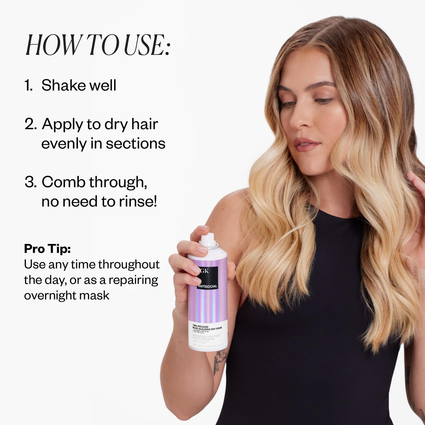 IGK Antisocial Travel Dry Hair Mask – Leave-in Overnight Mask | Hair Bond-Building Treatment for Dry Hair | Overnight Hydration & Shine | Repairs, Softens & Perfect for Extensions (1.7 oz)