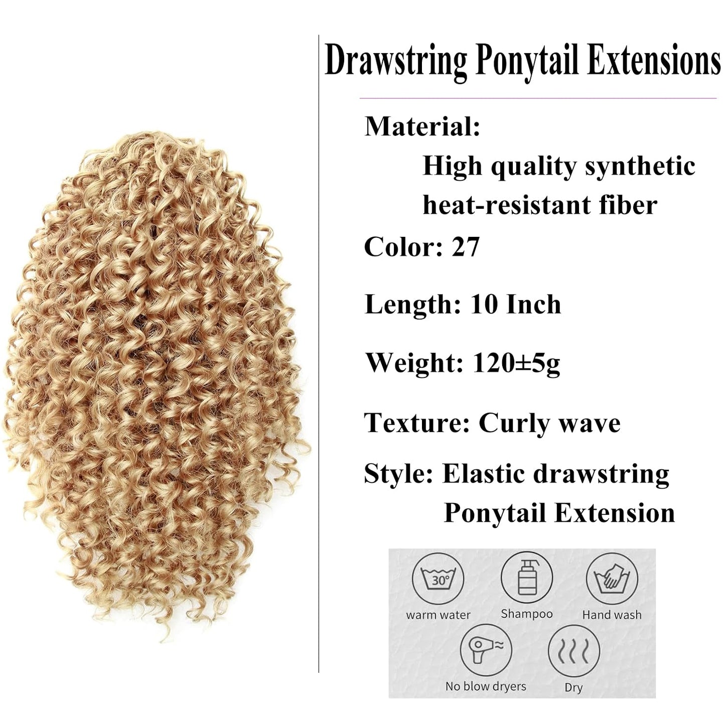 XSASLYET 10 Inch Drawstring Ponytail Extension for Black Women, Curly Long Hair Ponytail, Natural Black Pony Tails Hair Extensions with Secure Fit for Easy Daily Wear (27)