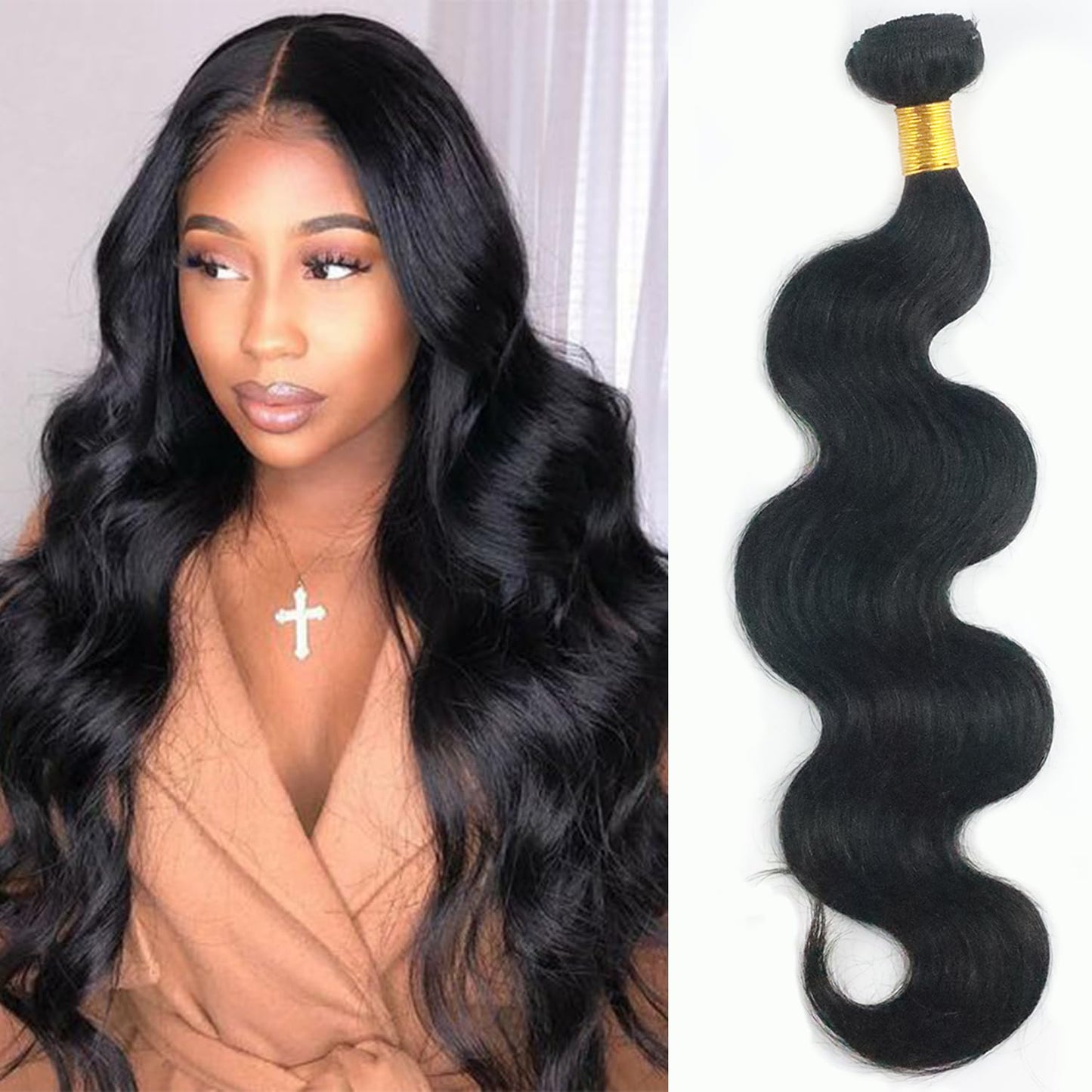 15A Human Hair Bundles Body Wave Hair 14 16 18 Inch 100% Unprocessed Brazilian Virgin Hair 3 Bundles Quick Weave Bundles Human Hair Natural Black (14 16 18,Body Wave 3 Bundles)