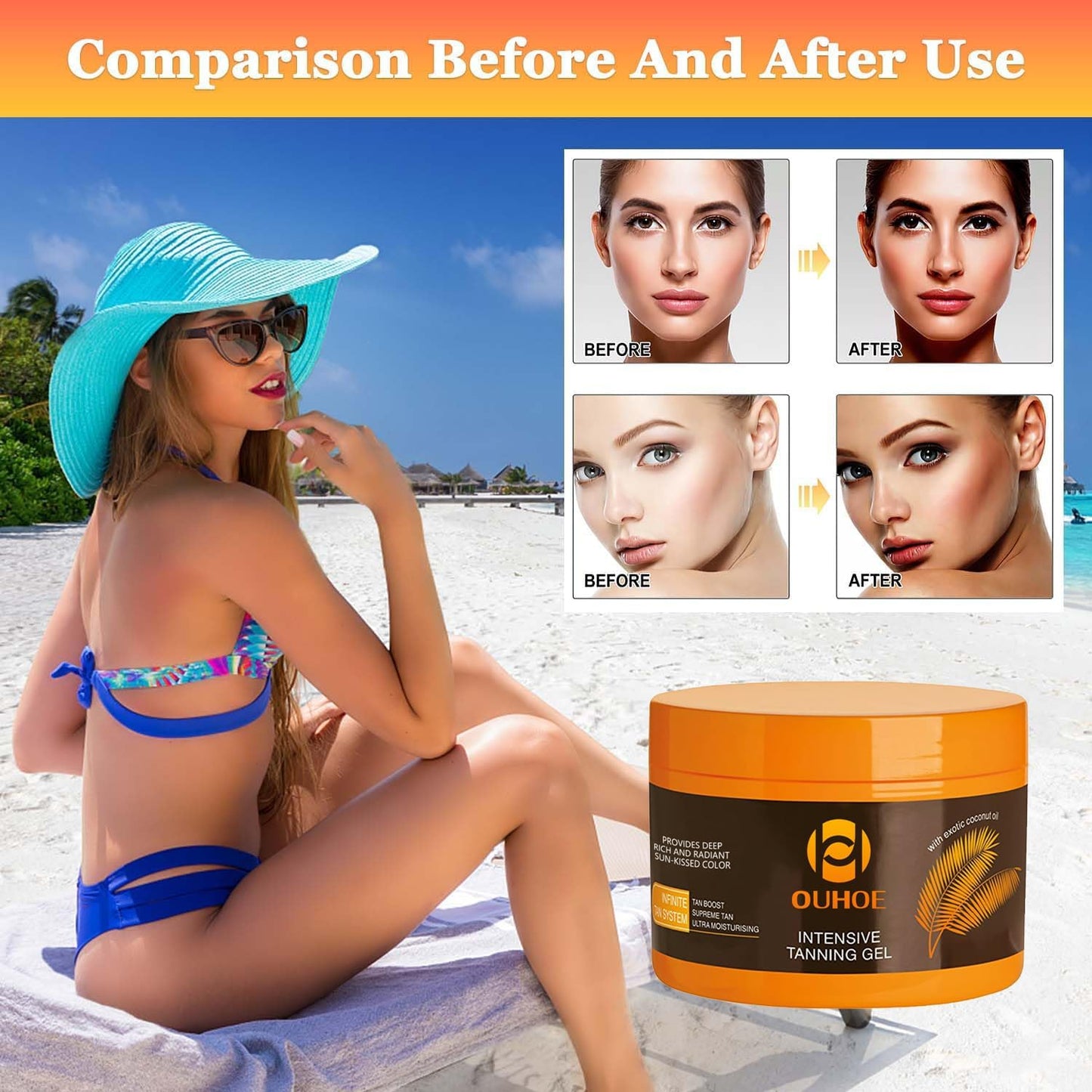 2024 Tanning Gel, Brown Tanning Gel, Tanning Accelerator Cream, Soft Brown Intensive Tanning Luxe Gel,carroten tanning gel, Tanning Luxe Gel, Tanning Cream for Sunbeds & Outdoor Sun (1PCS)