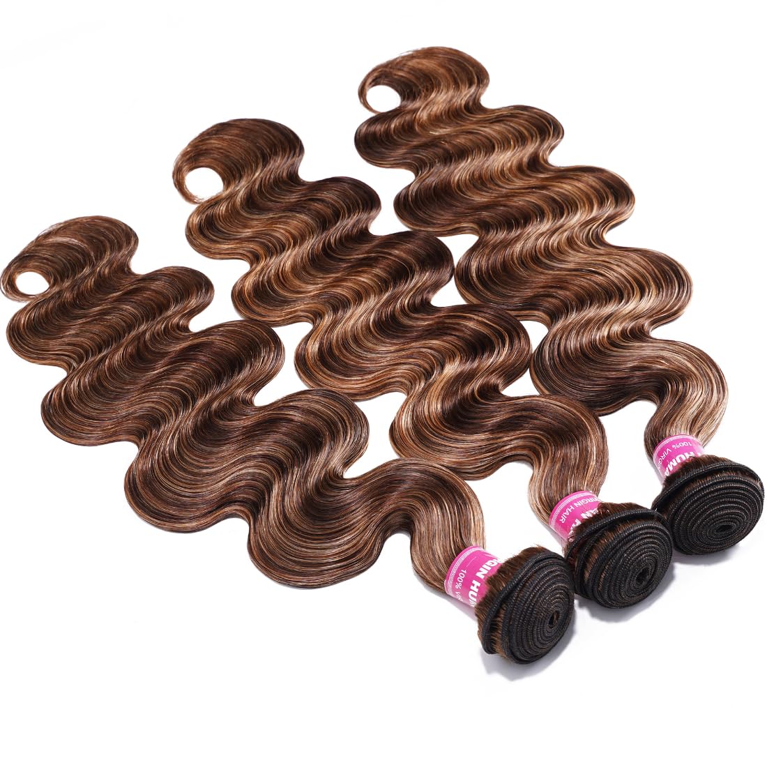 Sunber TL412 Honey Blonde Highlight Body Wave Human Hair Weave 3 Bundles for Women,12A Brazilian Remy Human Hair Bundles Balayage Colored (10” 12” 14”) Inch Human Hair Weave Sew in Extension