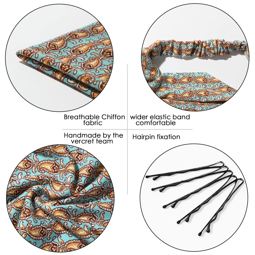 6 Pack Boho African Hair Scarf Headband for women - Elastic Bandanas Scarves Headwrap Triangle Kerchief Large Non Slip Hair Accessories for Teen Girls